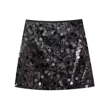 Autumn Winter Women Clothing Sequined Mini Skirt