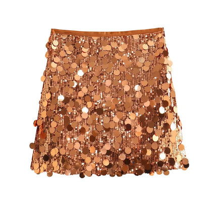 Autumn Winter Street Slim Slimming Sequ Mini Skirt