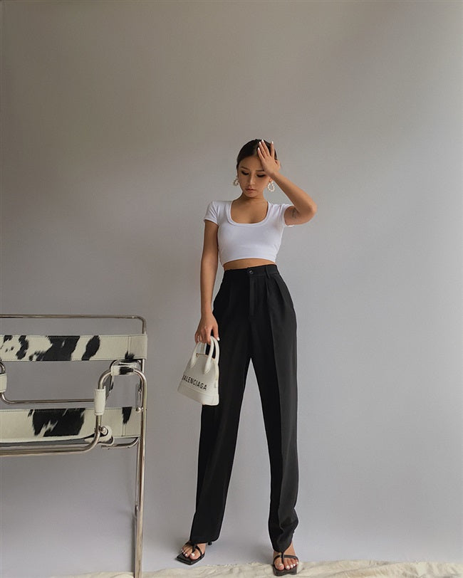 Pantalon long drapé style boyfriend