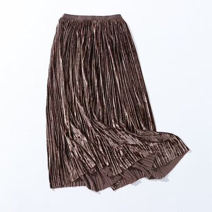 Autumn Mid-Length Elastic Waist Skirt Women Skirt Velvet Skirt