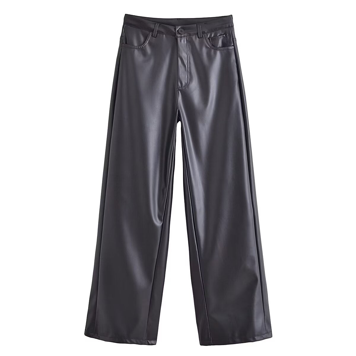 Pantalones de piel sintética de otoño para mujer, pantalones de pierna recta de piel sintética, pantalones casuales