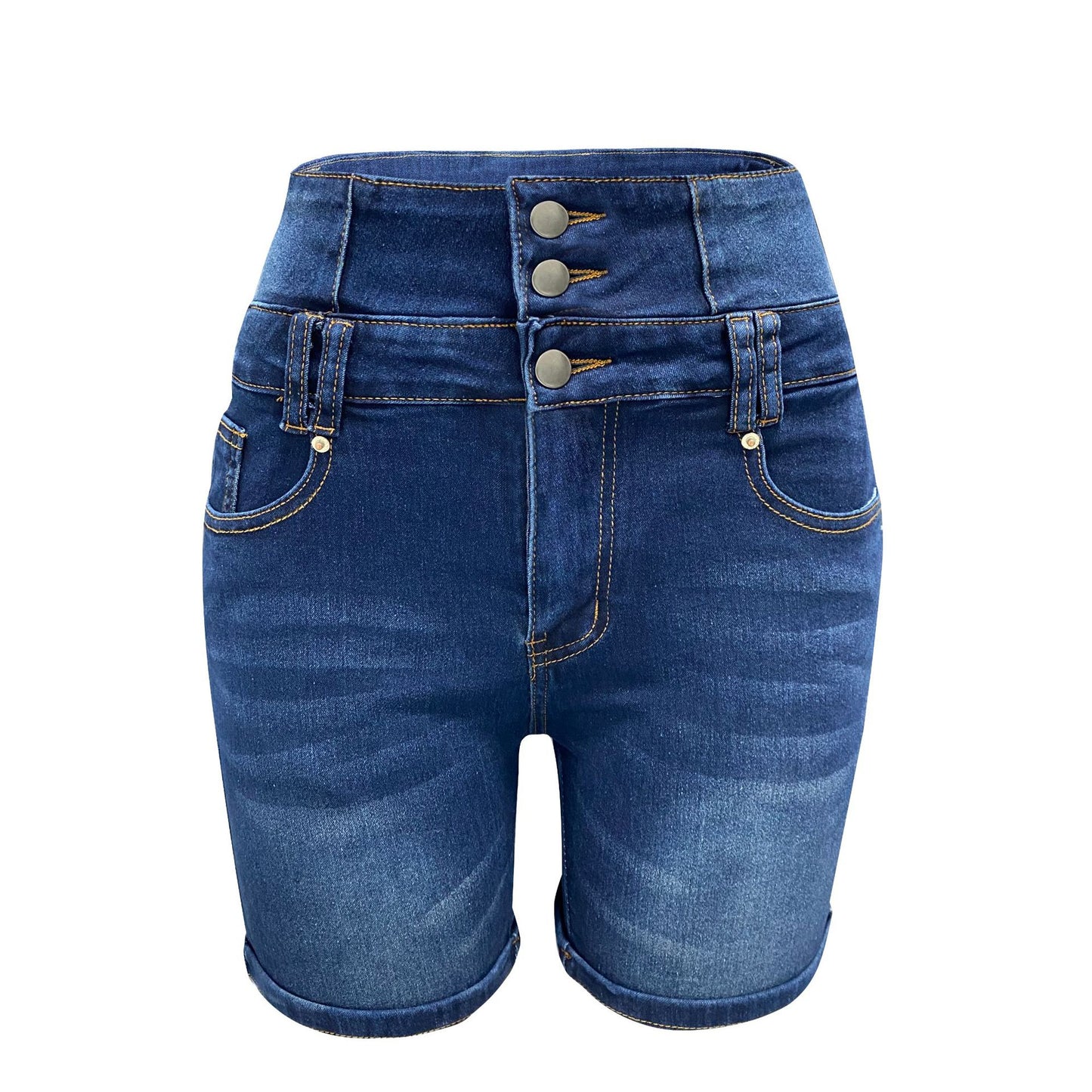 High Waist Curl Denim Shorts Women Slim Fit Slimming Hip Raise Shorts