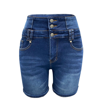 High Waist Curl Denim Shorts Women Slim Fit Slimming Hip Raise Shorts