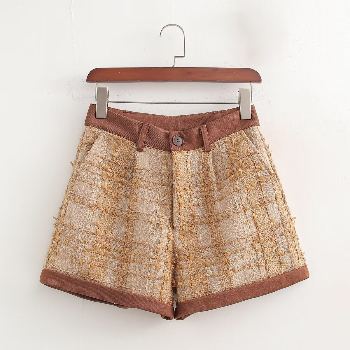 Fall Women Clothing Maillard Color Matching Classic Shorts