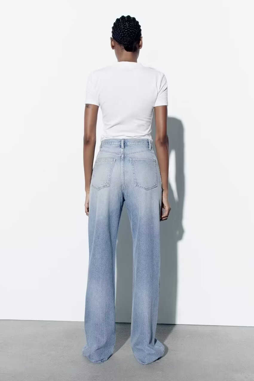 Ropa lavada Pantalones vaqueros blancos de cintura alta Pantalones de pierna ancha ocasionales Pantalones rectos cómodos sueltos de primavera para mujer