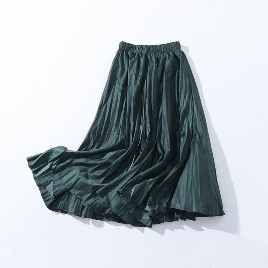 Autumn Casual Simple Skirt Fashionable Stylish Women Skirt High Waist Stitching A line Skirt