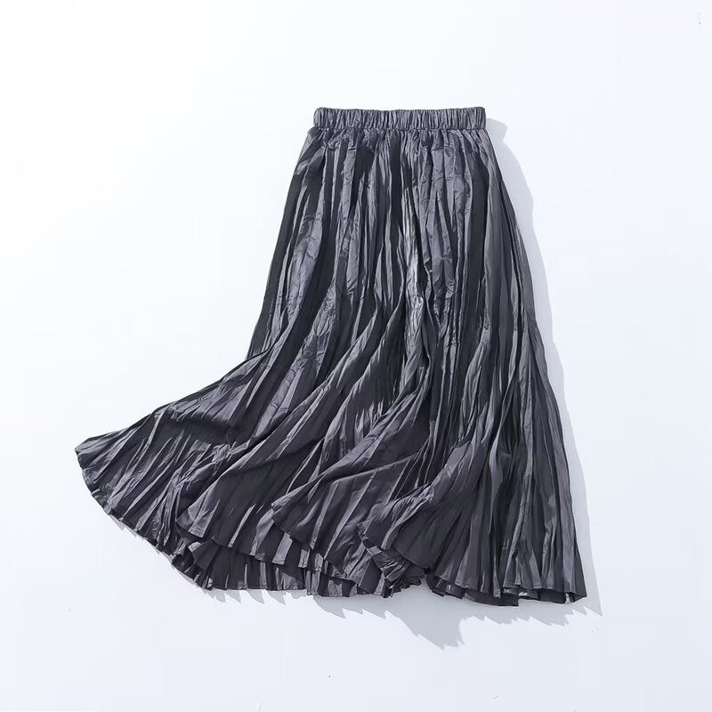 Autumn Casual Simple Skirt Fashionable Stylish Women Skirt High Waist Stitching A line Skirt