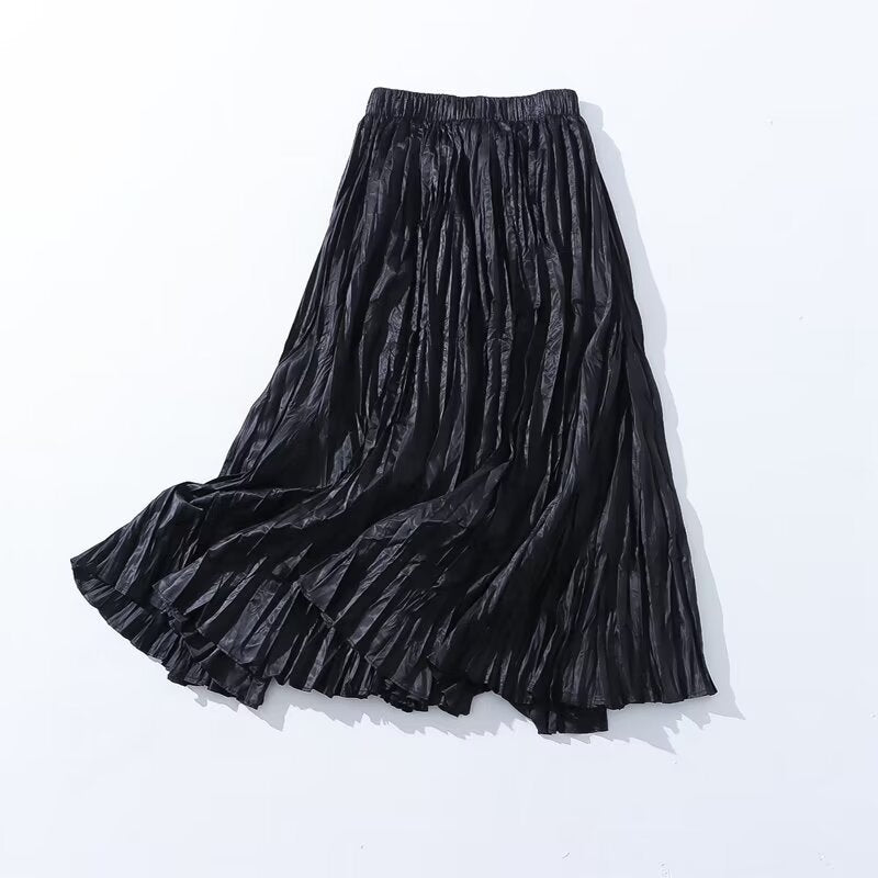 Autumn Casual Simple Skirt Fashionable Stylish Women Skirt High Waist Stitching A line Skirt