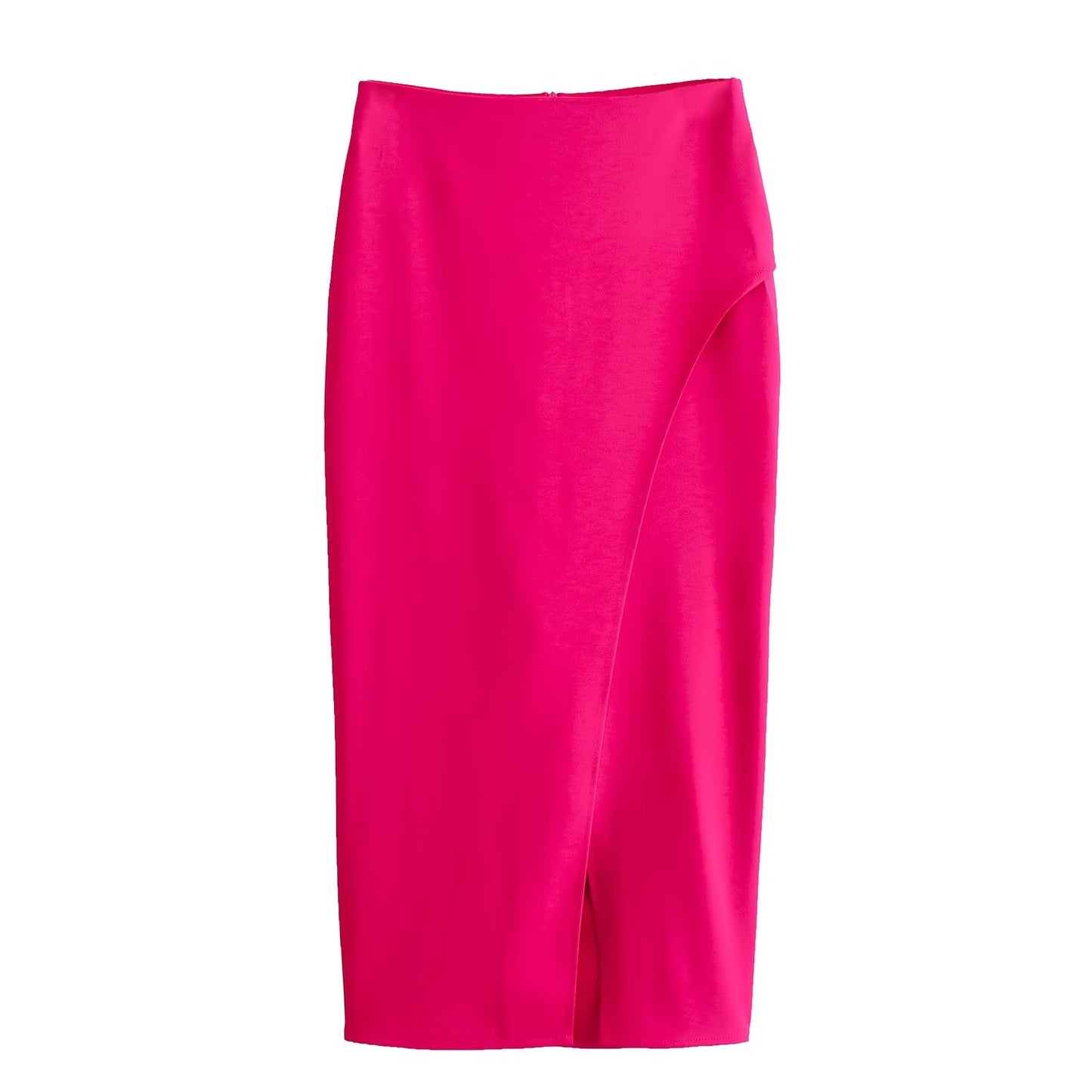 Fall Women Clothing All Matching Slimming Solid Color Split Decorative Midi Skirt