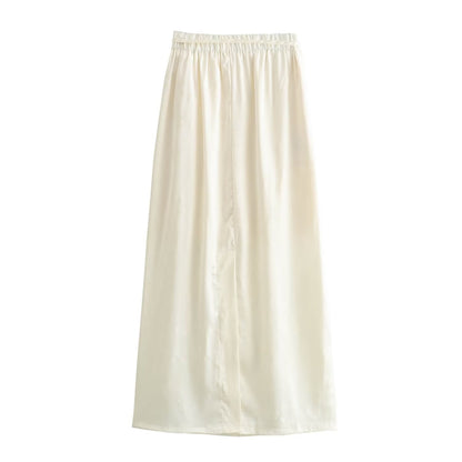 Chinese Jacquard Buckle High Waist Skirt for Women Spring National Slim Split A line Long Skirt