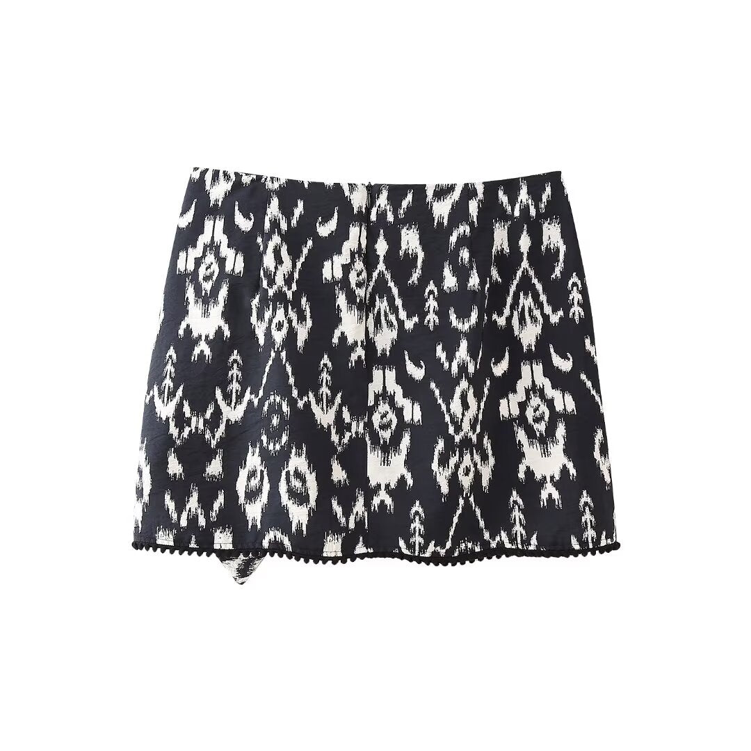 Bow Tie Lace Printing Mini Skirt Sexy Slim Hip Sexy Skirt