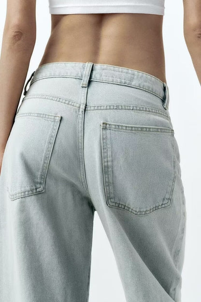 Early Spring Casual Baggy Straight Trousers Jeans Antibacterial Trousers for Women