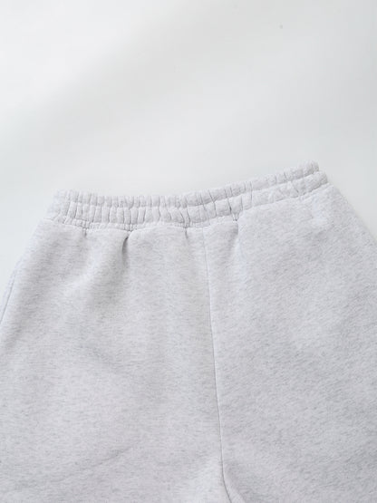 Ourlet lettres anglaises Logo étiquette brodée femmes short ample cinquième pantalon