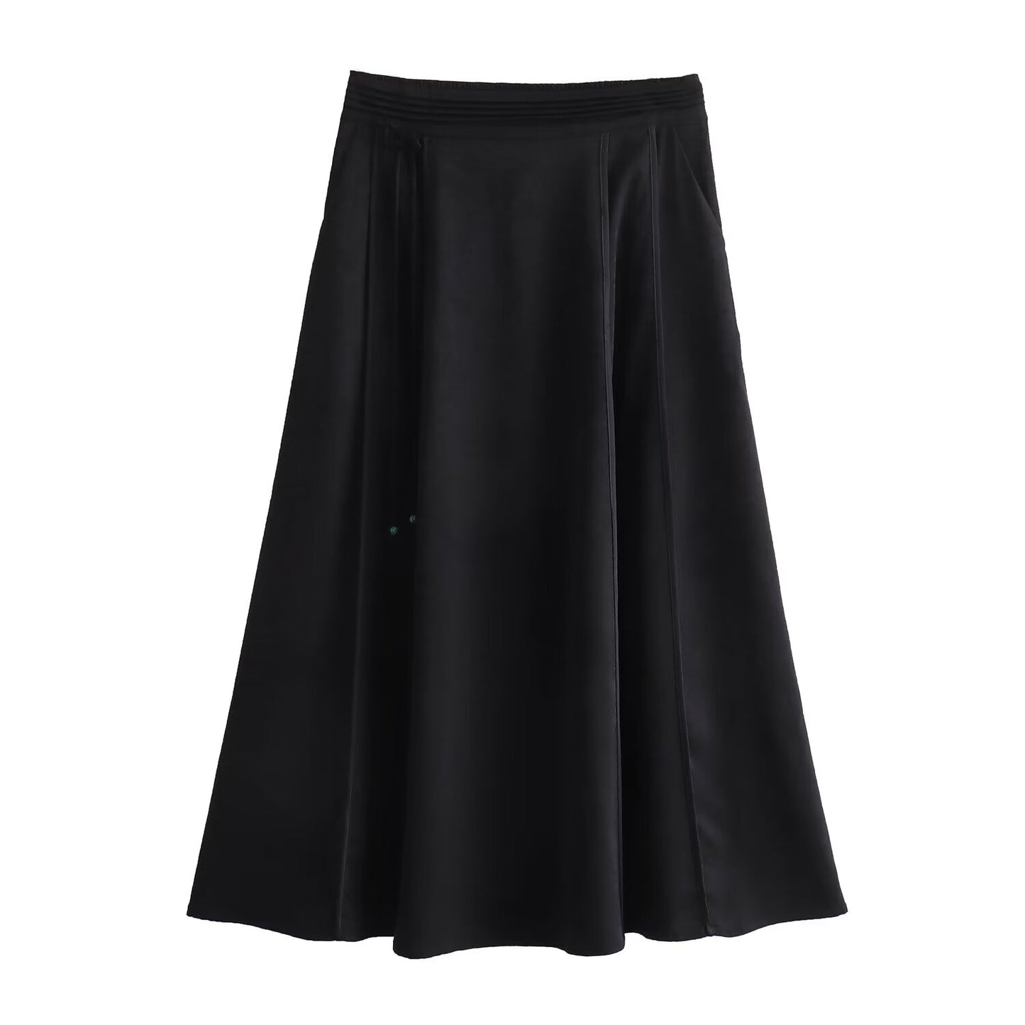 Chinese Retro National Jade Ribbon Hemming Half Elastic Large Swing Skirt Ethnic Jacquard Midi Skirt