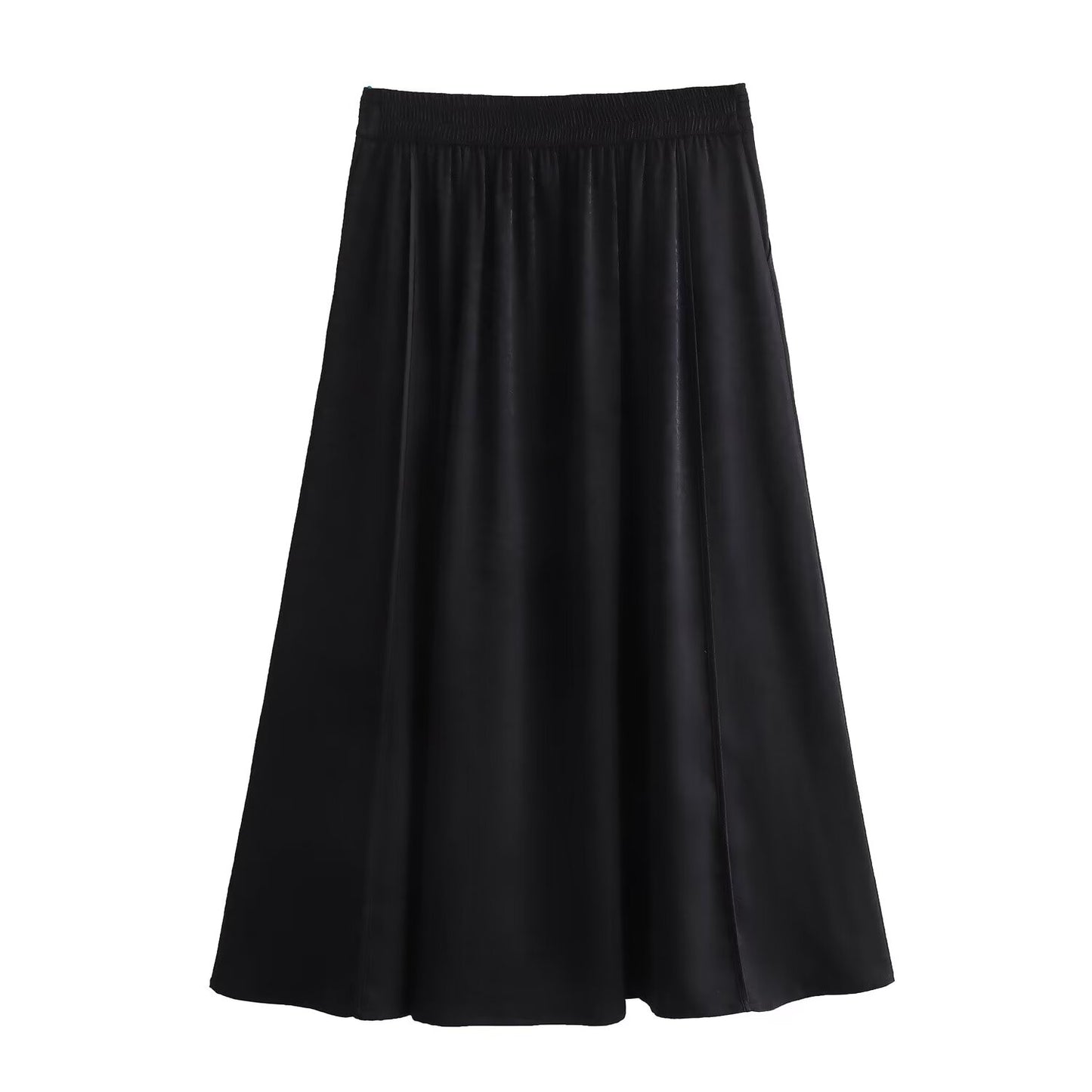 Chinese Retro National Jade Ribbon Hemming Half Elastic Large Swing Skirt Ethnic Jacquard Midi Skirt