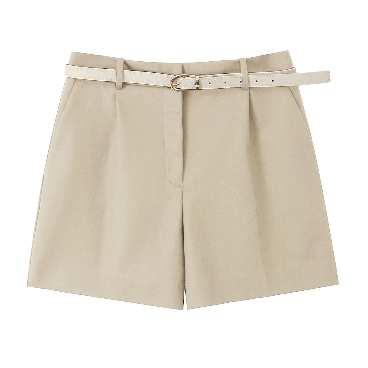 Women Clothing Summer Office Casual With Belt Pleated Wide Leg Shorts