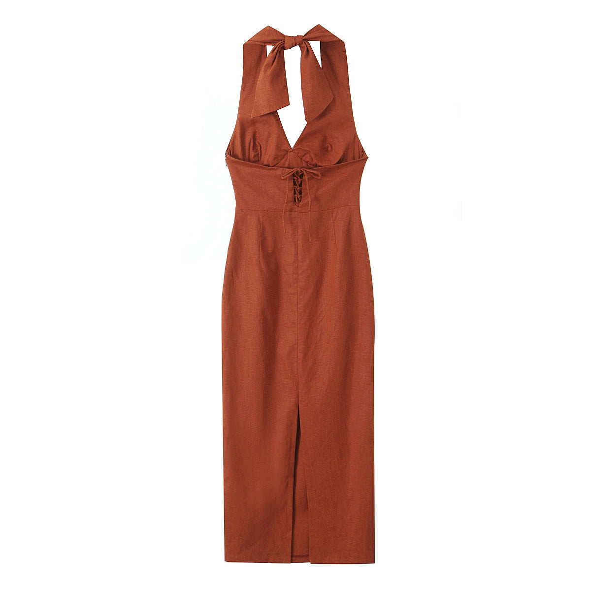 Women Clothing Summer Linen Blended Tight Midi Dress