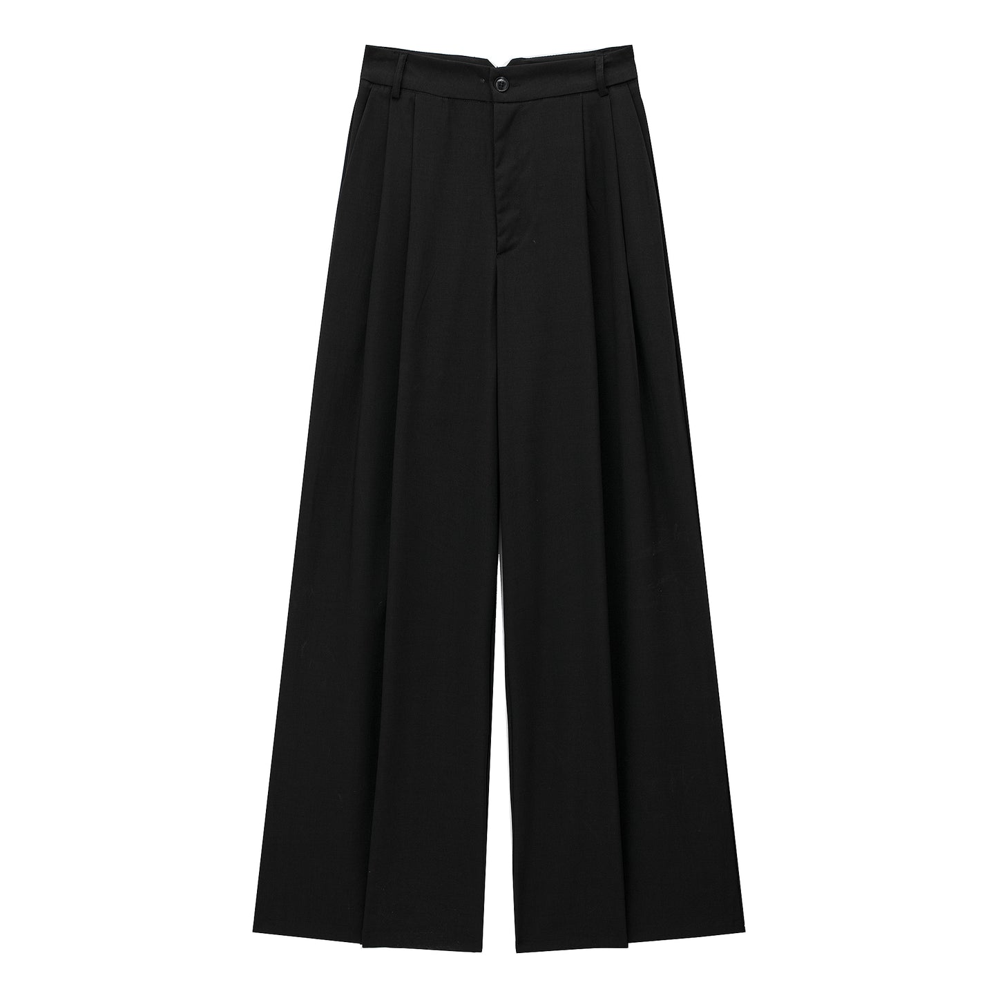 Pantalon de travail plissé taille haute chic coréen à jambes larges et drapées pour le printemps et le bureau