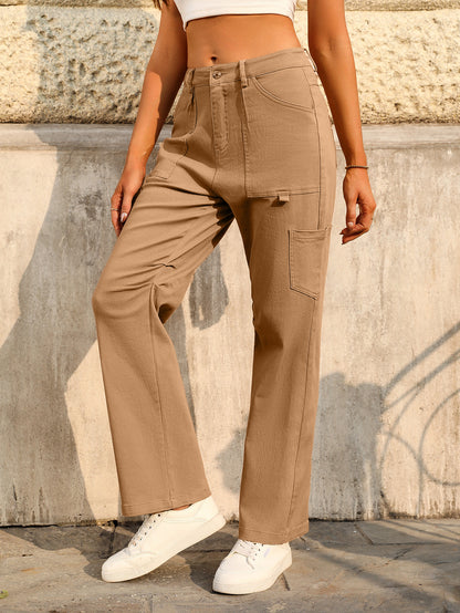 Pantalones de mujer Otoño Mujer Pantalones de herramientas de cintura alta Pantalones casuales atractivos