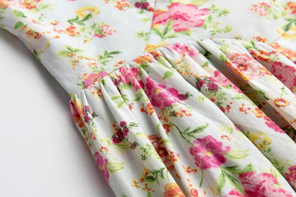 Robe d'été à fleurs pour femmes, vêtements d'été Vintage français, taille ajustée, écharpe