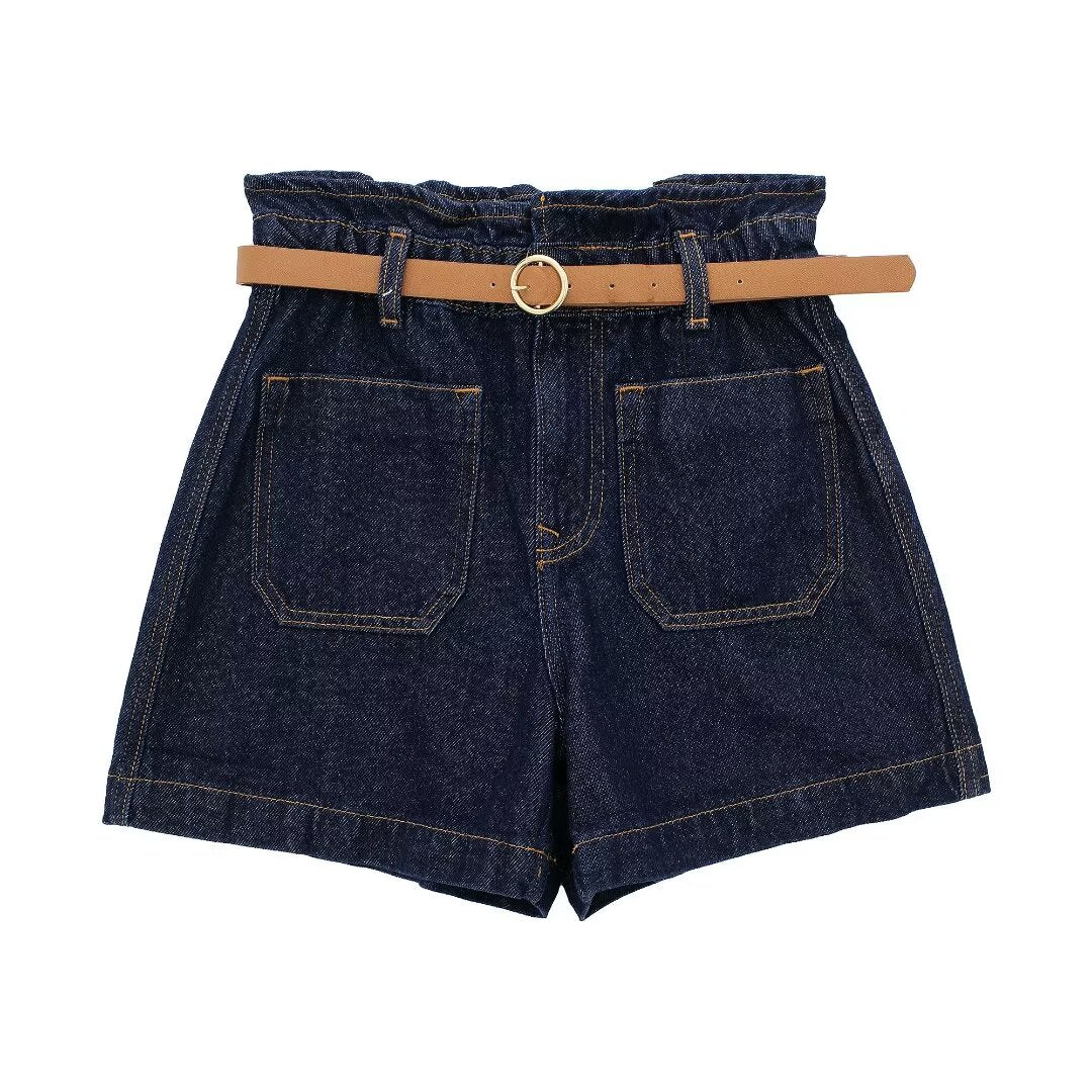 Women Clothing Summer Street With Belt Baggy Denim Shorts