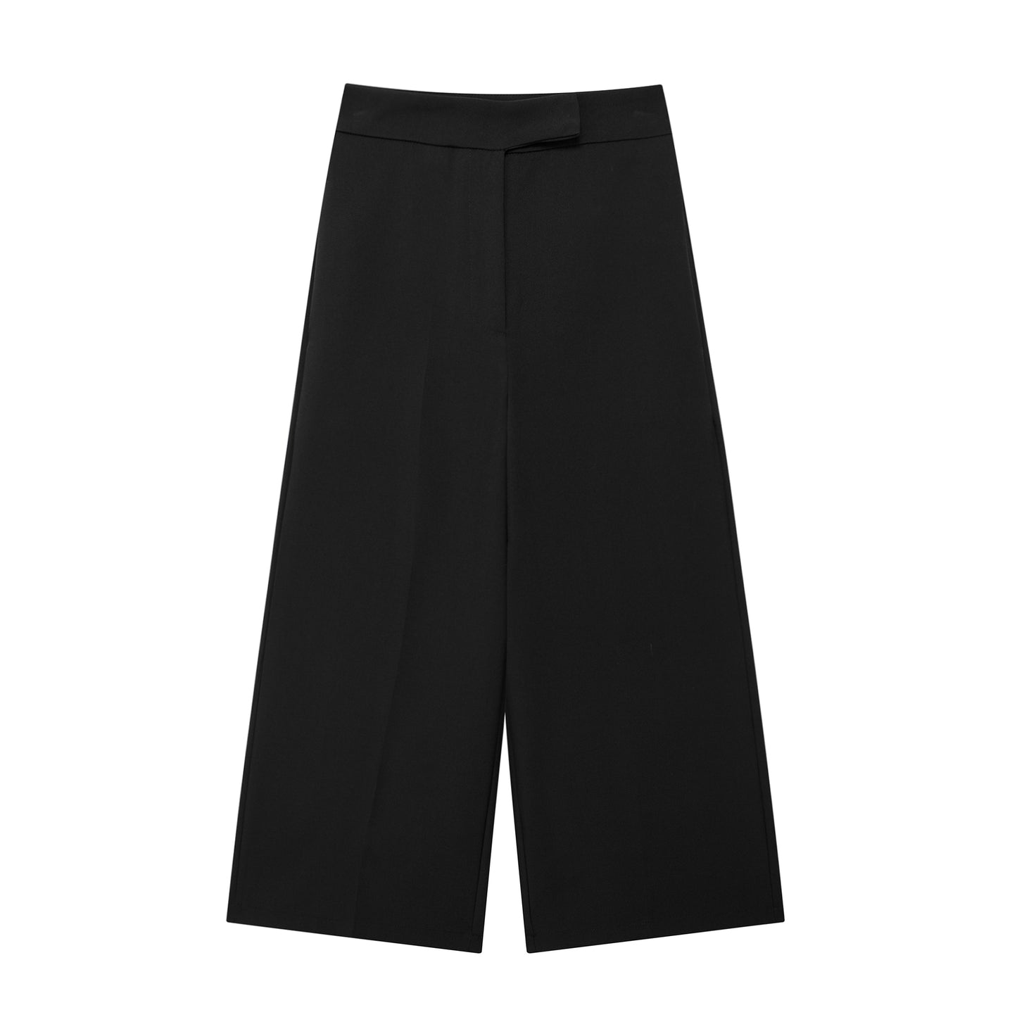 Pantalones de pierna ancha de cintura alta para mujer, pantalón temperamental a la moda, combina con todo, ancho recortado, sin puños, verano