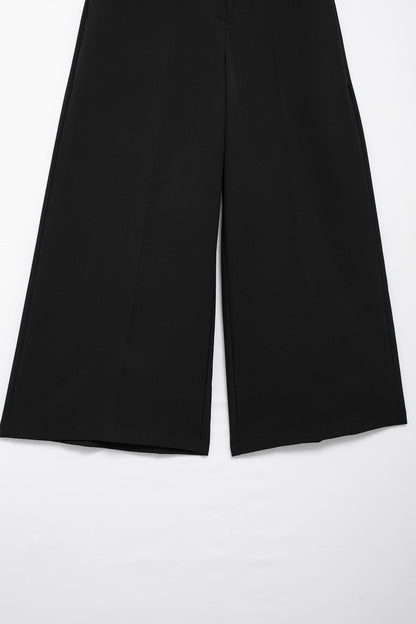 Pantalones de pierna ancha de cintura alta para mujer, pantalón temperamental a la moda, combina con todo, ancho recortado, sin puños, verano