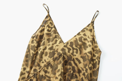 Women Leopard Print Camisole Maxi Dress