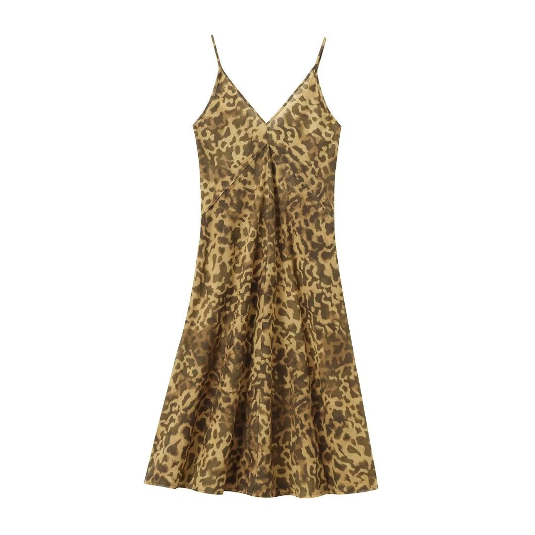 Women Leopard Print Camisole Maxi Dress