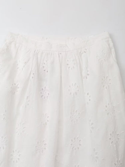 Women Clothing Hollowed out Embroidered High Waist Casual Skirt