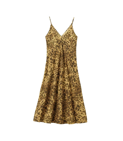 Women Leopard Print Camisole Midi Maxi Dress