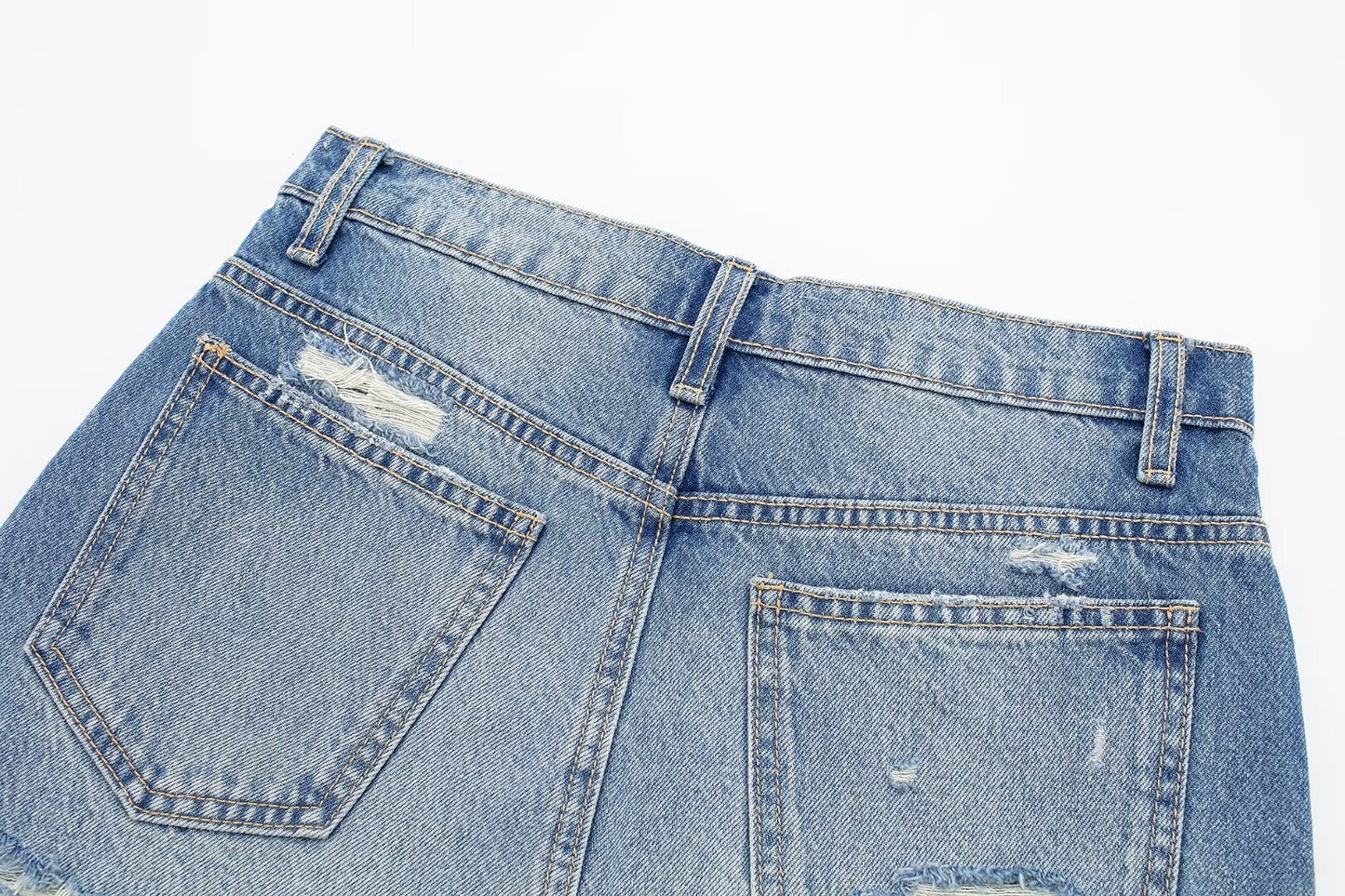 Vêtements pour femmes printemps été tout assorti déchiré lisière rugueuse décoration short en jean