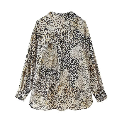 Women Animal Print Shirt Mini Skirt