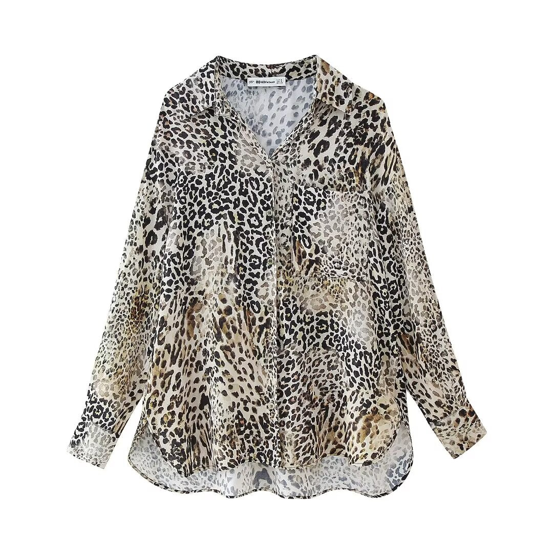 Women Animal Print Shirt Mini Skirt