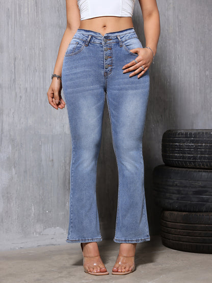 Jean Bootcut taille haute pour femme, pantalon extensible, coupe Slim, à la mode, haut-parleur droit, été