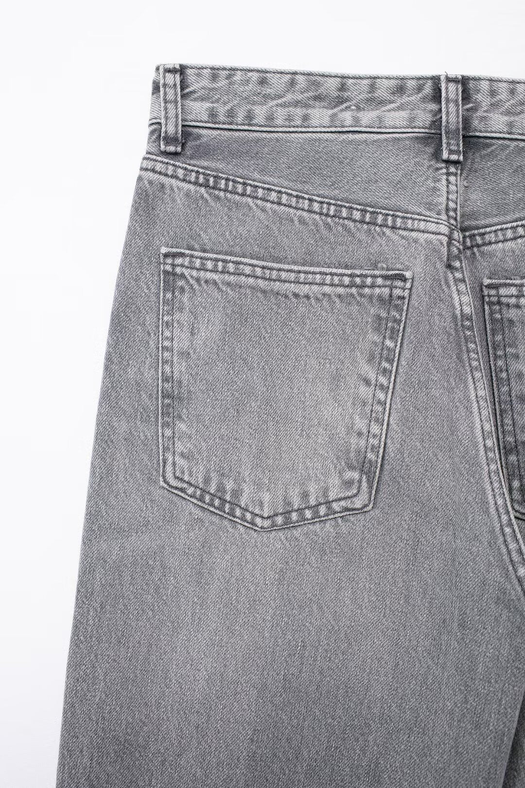 Jeans longs à jambes larges et taille moyenne pour femmes, vêtements d'automne