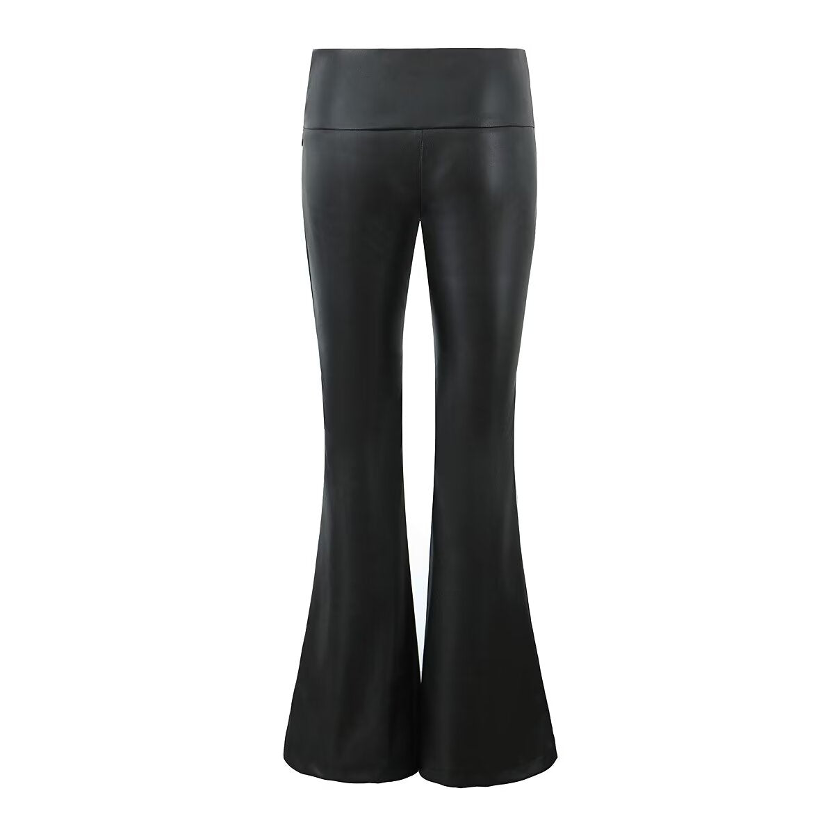 Pantalon en similicuir noir pour fille, pantalon sexy taille basse, style bootleg, rétro, slim, amincissant, décontracté