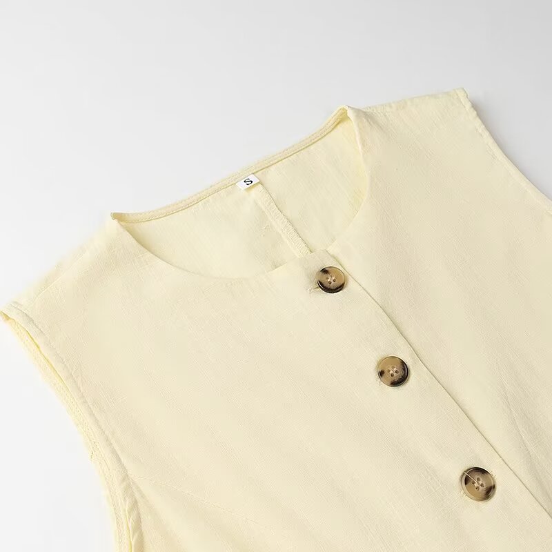 Gilet d'été sans manches à col rond et taille haute pour femme, pantalon droit, costume de bureau