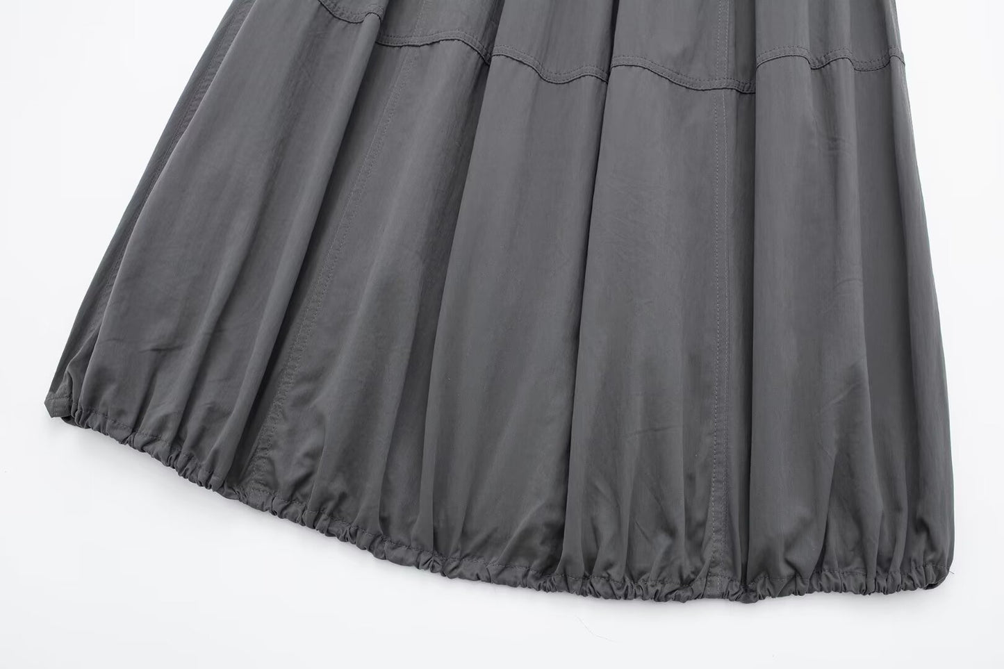 Women Solid Color High Waist Casual Pleated Nylon Skirt