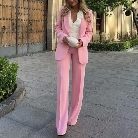 Women Clothing High Grade Suit Blazer High Waist Straight Casual Pants Women