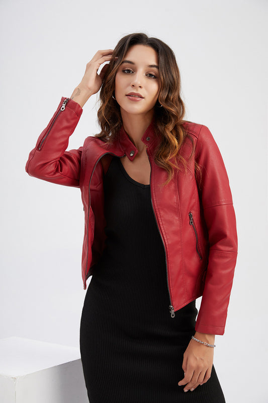 Chaqueta corta de color liso para mujer, otoño e invierno