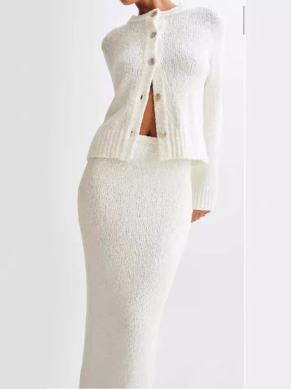 Women White Elegant Slimming Two-Piece Suit Skirt Women