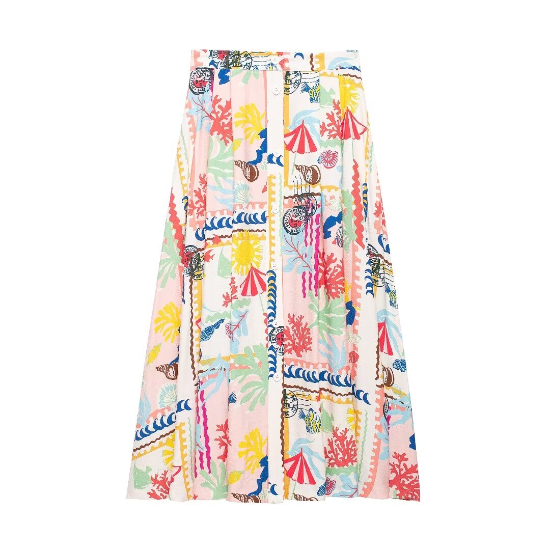 Women V Neck Wide Shoulder Strap Patchwork Printed Short Top Cape Skirt