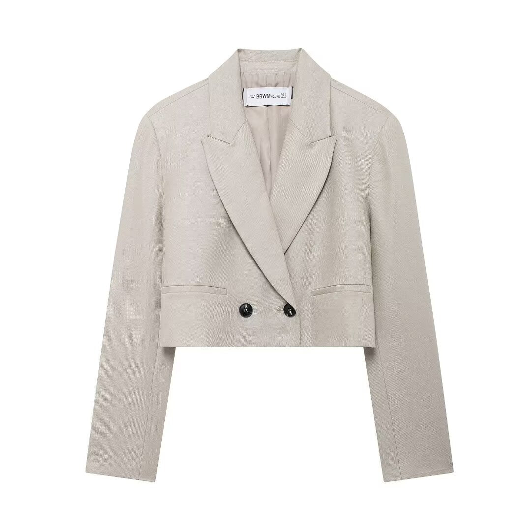 Vêtements d'automne pour femmes Blazer court mélangé Short