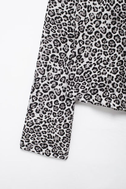 Autumn Women Clothing Animal Print Slim Fit Long Sleeve Trousers Suit