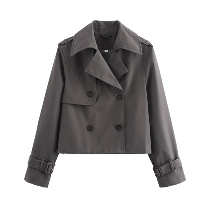 Automne Femmes Vêtements Élégant Simple Décontracté Court Trench Coat Veste Manteau