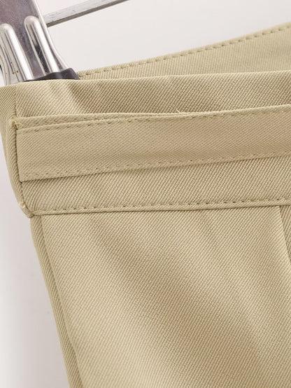 Vêtements d'automne pour femmes Pantalons plissés élégants, simples et décontractés avec boucle décorative