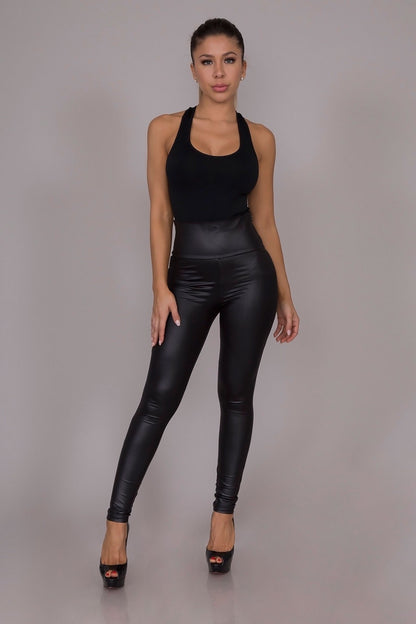 Automne/hiver arrivée femmes vêtements pantalons en cuir taille haute serré pieds extensibles pantalon