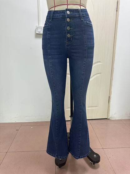 Women Clothing High Waist Stretch Button Tight Skinny Denim Women Pants