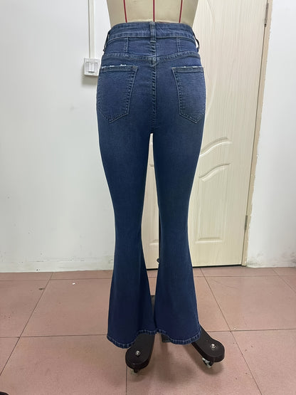 Women Clothing High Waist Stretch Button Tight Skinny Denim Women Pants